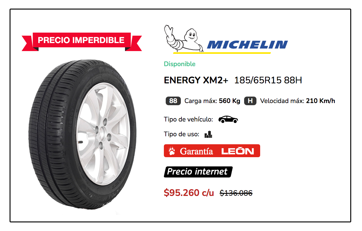 MICHELIN-XM2-18565-R15-88H